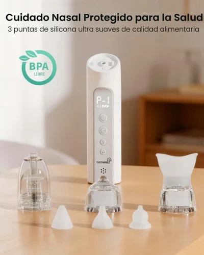 Vista 7 de GROWNSY SniffEase Spa - Aspirador nasal 3 en 1 para bebé, aerosol, succión y niebla, potente succión eléctrica de nariz de grado hospitalario