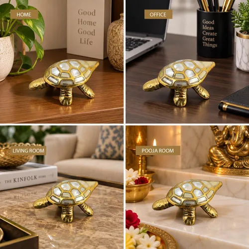 Vista 4 de Reiki Crystal Products Feng Shui Wish Fulfilling - Tortuga de latón con compartimento secreto de deseos