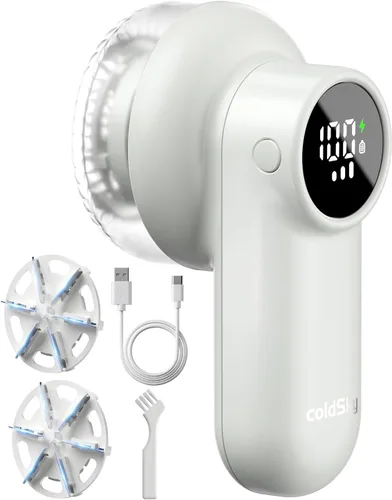 Vista 9 de coldSky Aspiradora recargable para telas, removedor de pelusas con pantalla digital, aspiradora para suéteres con 6 cuchillas de hoja y traba