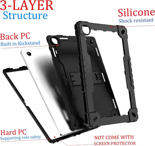 Vista 7 de Para Onn 10.4 Tablet Pro 2023 Modelo: 100110603 Funda protectora híbrida de alta resistencia con correa para el hombro para Walmart Onn 10.4 Tablet