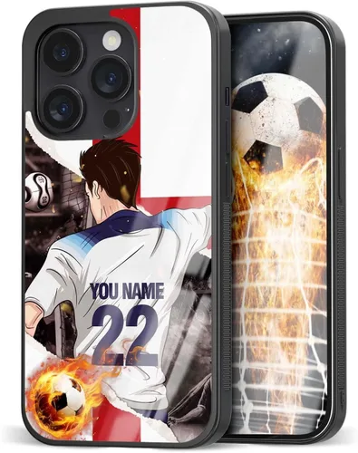 Vista 12 de Fundas personalizadas con nombre y número de fútbol para iPhone 11, 12, 13, 14, 15, 16, 17, 16 Pro Max Plus Mini, Samsung Galaxy Note10 Note20 S8 9
