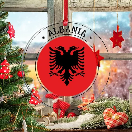 Vista 5 de Bandera de Albania, silueta de adorno de Navidad para niños, bandera nacional, recuerdo, decoraciones de Navidad de Albania, regalos de recuerdo