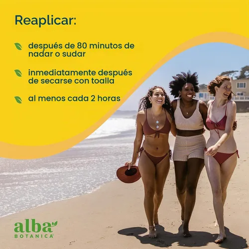 Vista 7 de Alba Botanica Protector solar para bebé para cara y cuerpo, loción de protección solar mineral transparente, SPF 50 de amplio espectro, resistente