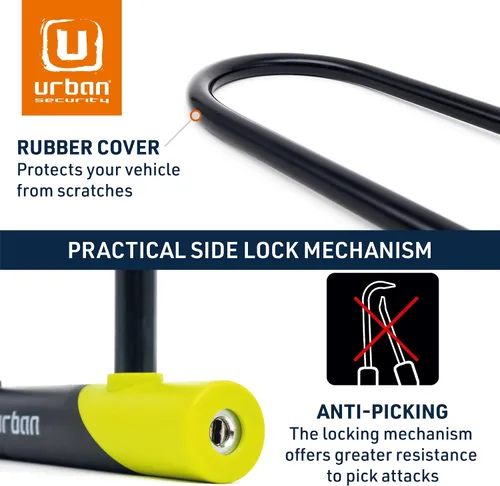 Vista 5 de Urban 12U300 - Cerradura de bicicleta en U con soporte, cerradura de bicicleta resistente antirrobo, tamaño óptimo 105X280mm, cerradura antirrobo