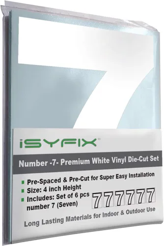 Vista 69 de iSYFIX - Calcomanías de vinilo blancas con número 0 (cero) - Juego de 6 unidades de 1.5 pulgadas autoadhesivas - Decalcomanías premium troqueladas