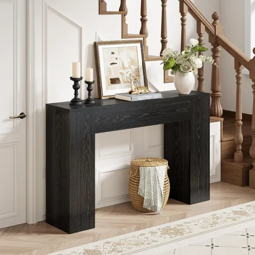 Vista 4 de Epecoya Mesa consola de madera para entrada, sala de estar, mesa de sofá pequeña de 43 pulgadas, consola rectangular de estilo rústico con base