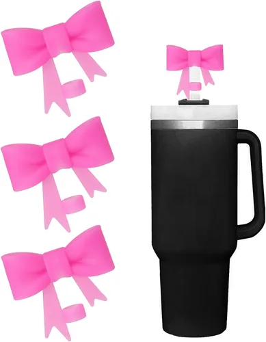 Vista 40 de Juego de 4 fundas de popote con diseño de estrella compatibles con vasos Stanley de 30 y 40 onzas, reutilizables, bonitas puntas de popote