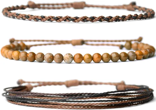 Vista 64 de Pulsera curativa hecha a mano con cuentas de piedra natural, regalo para hombres, pulsera de cuerda ajustable