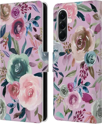 Vista 101 de Head Case Designs Officially Licensed Ninola Abstract Poppies Lilac Floral Leather Wallet Case Compatible with Samsung Galaxy A07 4G