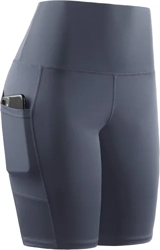 Vista 5 de CADMUS Paquete de 3 pantalones cortos de entrenamiento de cintura alta para mujer de 8 pulgadas, pantalones cortos de yoga con dos bolsillos
