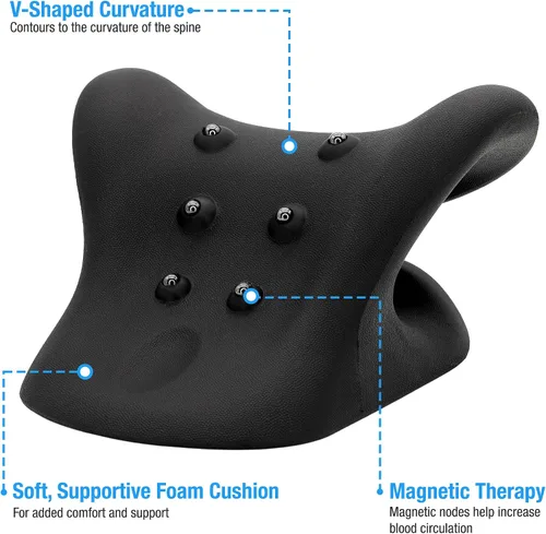 Vista 3 de HealthSmart Dispositivo de tracción de cuello y hombro, relajante de cuello y hombros, terapia magnética, alineación de columna cervical y alivio