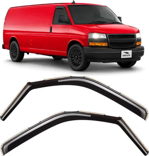Vista 43 de Voron Glass Protectores de lluvia extra duraderos con cinta adhesiva para Chevrolet (Chevy) Silverado 2500HD/3500HD 2007-2014 cabina extendida Negro