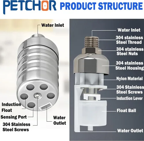 Vista 3 de Válvula de flotador de acero inoxidable 304 totalmente automática con control de nivel de agua, válvula de cierre automático de agua, válvula