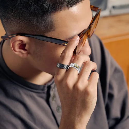 Vista 2 de SONNYX - 8 anillos de Feng Shui Pixiu budista de amuleto de la suerte, mantra, doble protección, anillo de riqueza para hombres y mujeres, anillo