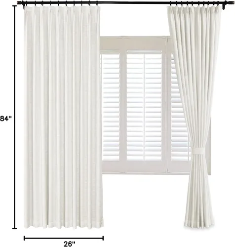 Vista 9 de Frelement Cortinas de lino sintético con forro opaco para dormitorio, cortinas plisadas para barra transversal para puerta de sala de reuniones