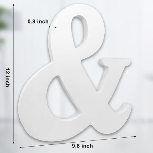 Vista 2 de AOCEAN Letras de madera grandes blancas de 12 pulgadas, letras de madera sin terminar para decoración de pared, letras decorativas de pie