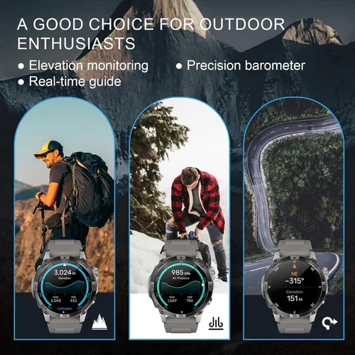 Vista 4 de Reloj inteligente con GPS para hombre, AMOLED de 1.43 pulgadas, resistente reloj militar inteligente para hacer/responder llamada, reloj deportivo