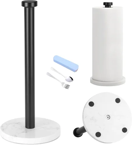 Vista 10 de Soporte para Toallas de Papel Negro para Encimera, Soporte para Toallas de Papel de Mármol Usado para Cocina y Baño, Soporte para Toallas de Papel