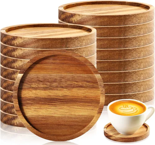 Vista 8 de Zhehao 16 posavasos de madera de acacia de 4 pulgadas a granel, hexagonal