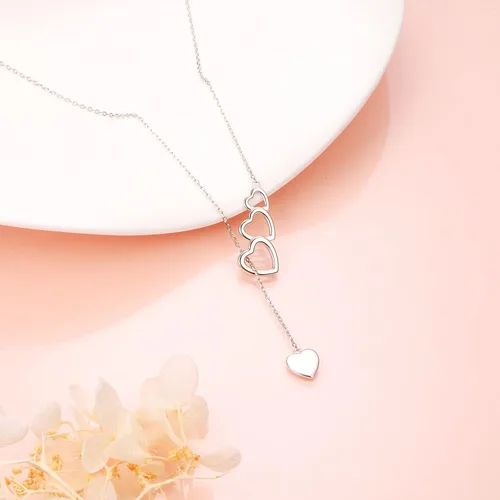 Vista 5 de Collar largo de plata de ley Larait Bar Y Lariat de cadena larga ajustable collar de regalo para ella, 30 pulgadas