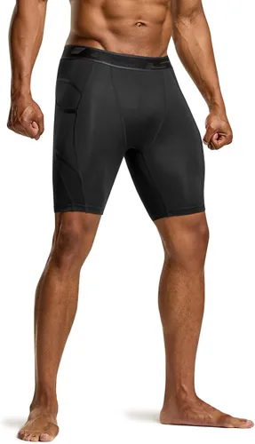 Vista 8 de TSLA Men's Athletic Compression Shorts, Active Cool Dry Sports Performance Running Tights with Pocket