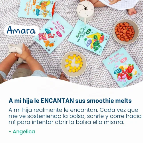 Vista 7 de Amara Smoothie Melts - Beets n' Berries - Snacks orgánicos para bebés con frutas y verduras - Yogur derretido a base de plantas - Snack saludable