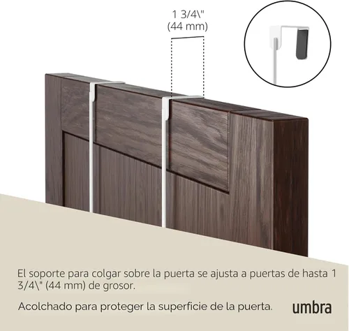Vista 4 de Organizador multiuso Umbra Estique para puerta, color blanco blanco (White/Natural)