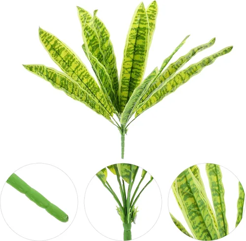 Vista 5 de HOMSFOU Plantas de interior Sansevieria Planta de serpiente, vegetación de plástico, planta de agave artificial para decoración de interiores