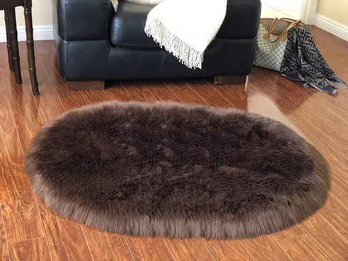 Vista 10 de LAMBZY Alfombra de pelo de oveja sintética, hipoalergénica, ovalada, sedosa, lujosa, para dormitorio, sala de estar, habitación de los niños, sofá