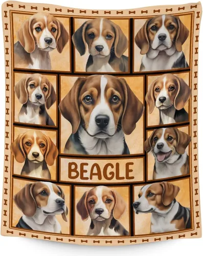 Vista 9 de Manta Beagle – Suave, mullida y cálida – Manta pequeña de 30 x 40 pulgadas para sofá, oficina – Manta blanca linda manta de regalo para niñas y niños