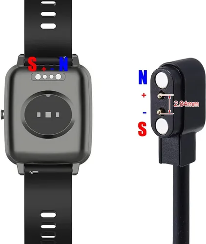 Vista 3 de Paquete de 2 cargadores de reloj inteligente con cable de carga de datos USB universal de 2 pines, cargador magnético compatible
