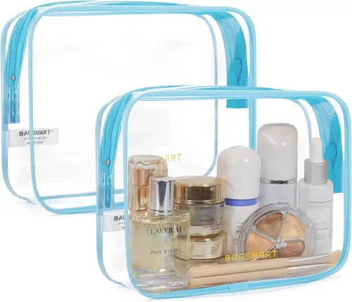 Vista 17 de BAGSMART Neceser transparente con asa, paquete de 2 unidades, aprobado por Negro Absoluto