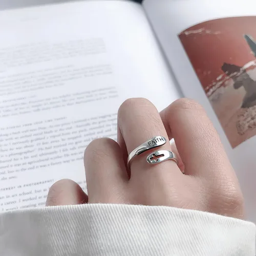 Vista 43 de Anillo de plata de ley 925, minimalista, ajustable, hecho a mano, para mujeres y niñas
