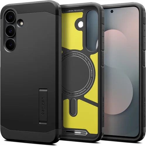 Vista 25 de Spigen Funda para Galaxy S25, Tough Armor MagFit [Kickstand] [Compatible con MagSafe] [Protección de grado militar] - Abyss Green Abyss Verde