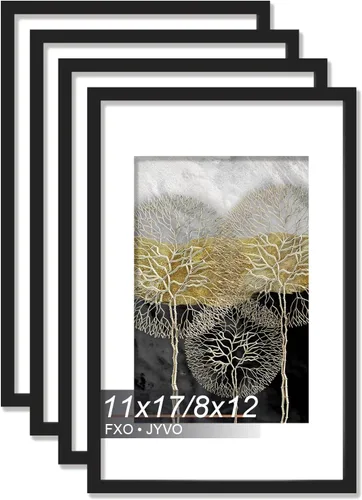 Vista 106 de Fxojyvo Marco de Fotos de 4x6, Muestra Foto de 3.5x5 con Paspartú o 4 x 6 Sin Paspartú, Liviano y de Alta Transparencia Marco de 4 por 6 para Pared
