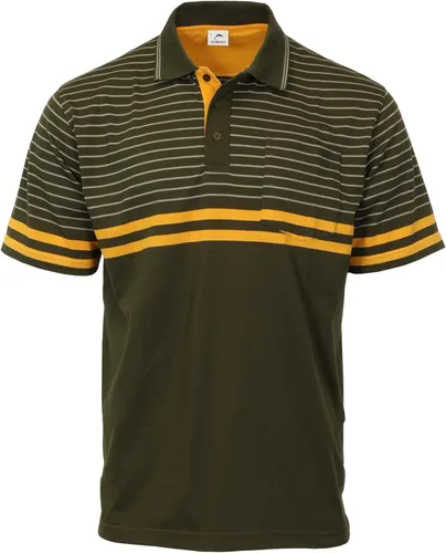 Vista 25 de Gioberti Polo de contraste de rayas dobles para hombre con bolsillo - tinte de hilo 9328b - Gris Con Logo Delfín