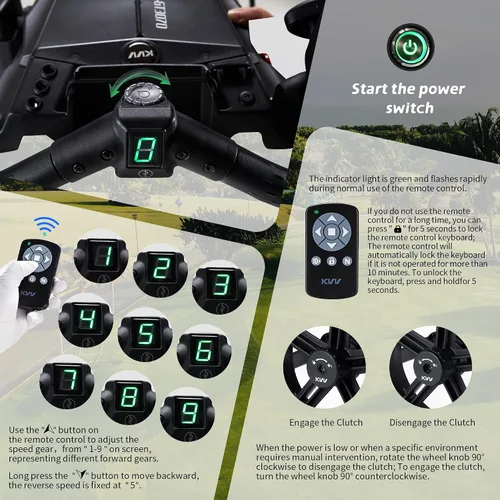 Vista 7 de KVV Electric Golf Push Cart with Remote Control, Super Compact and Lightweight Electric Golf Cart,Smallest Folding Size Electric Golf Cart, Suitable