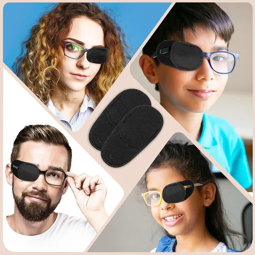 Vista 5 de 12 parches para los ojos, cómodos parches para el ojo izquierdo o derecho, para uso médico profesional, cobertura de un solo ojo, reutilizables