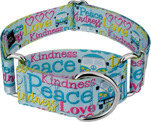Vista 12 de Country Brook Petz - Collar para perro Martingala con mandala bohemio azul, colección Groovy con 12 diseños lejanos (1 1/2 pulgadas, mediano)