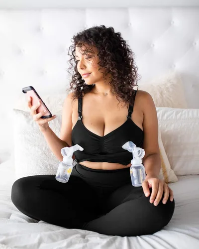 Vista 2 de Kindred Bravely Sublime Pumping Bra Hands Free, Adjustable Pumping & Nursing Bra with EasyClip for All Breast Pumps