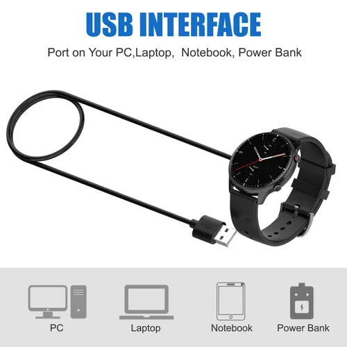 Vista 6 de Cargador para Amazfit T-Rex Pro, Bip 5, Bip 3, Bip 3 Pro, Bip U Pro, GTS 4 Mini, GTS 2/2e, GTR 2/2e, GTR mini, cable de carga Active SmartWatch