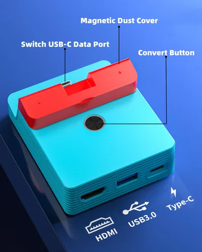 Vista 2 de Nintendo Switch Docking Station, 4K HDMI One-touch Conversion Portable TV Adapter Charging Dock Set