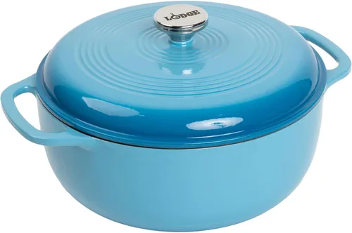 Vista 11 de Lodge - Horno holandés de hierro fundido esmaltado de 6 cuartos de galón con tapa – Asas duales – Apto para horno hasta 500° F o en estufa - Úselo