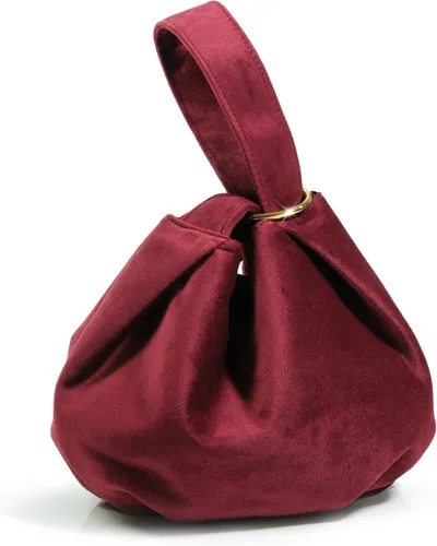 Vista 9 de Bolso de mano pequeño de terciopelo con asa superior para mujer Beige
