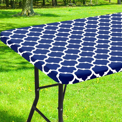Vista 19 de Smiry Mantel cuadrado para mesa de pícnic, manteles de camping impermeables elásticos ajustables, protector de mantel de vinilo con respaldo de Gris