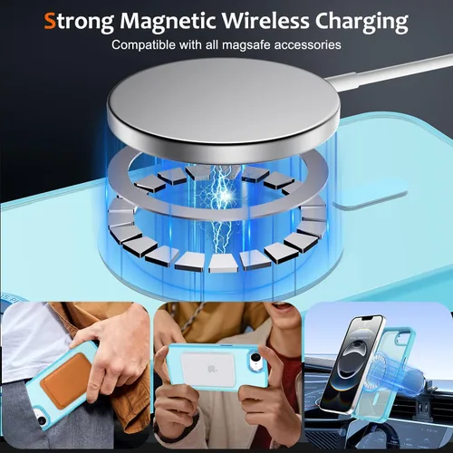 Vista 135 de Anuck - Funda magnética para iPhone 11 compatible con MagSafe, carcasa trasera mate translúcida dura, borde de TPU, delgada, resistente a impactos
