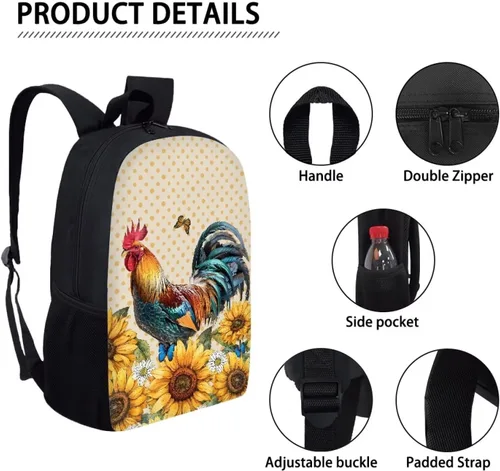 Vista 95 de HUGS IDEA Los animales frescos 3D niños escuela libro bolsa niños impresión mochilas, Baloncesto, Moderno