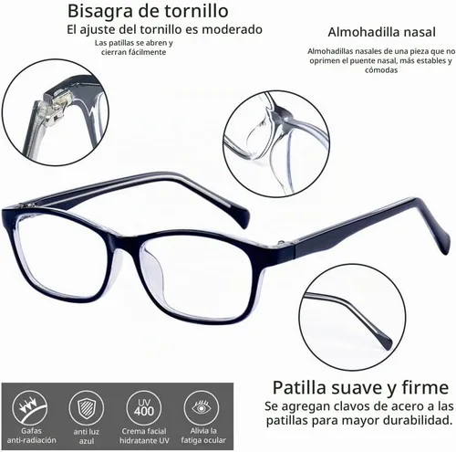 Vista 5 de Gafas de sol para niños, antiazules, rectangulares, antigolpes, con luz azul, UV400, antirreflejos, Negro