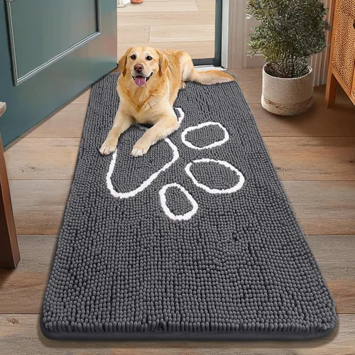 Vista 41 de Smiry Tapete para puerta de perro para patas fangosas, absorbente y Gris y negro