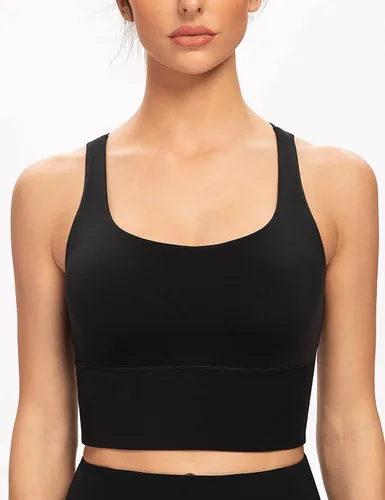 Vista 2 de AGONVIN Sujetador deportivo de yoga con tirantes delgados para mujer, con relleno, sin varillas, camiseta sin mangas